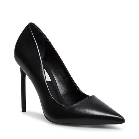 VALA Black Leather Stiletto Pump | Women's Heels – Steve Madden