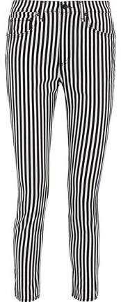 Striped High-rise Slim-leg Jeans