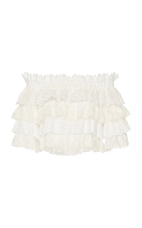 Tiered Ruffle Off-The-Shoulder Lace Top by Dolce & Gabbana | Moda Operandi
