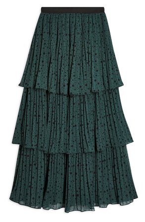 Topshop Star Tiered Pleated Midi Skirt | Nordstrom