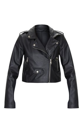 Black PU Biker Jacket With Zips. Coats & Jackets | PrettyLittleThing