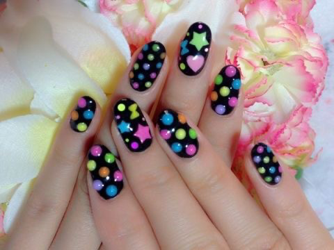 black and rainbow nails