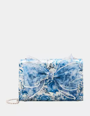 PEARL TRIMMED BOW BAG Blue Floral Crossbody Bag | Women's Handbags – Betsey Johnson