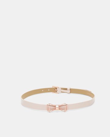 Clearance Sale Ted Baker ADALINA Geometric bow detail leather belt - Baby Pink Ted Baker Women Accessories V20u7145, Novel