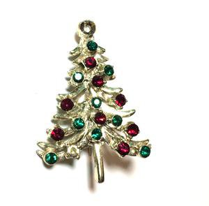 Red and Green Rhinestone Trimmed Christmas Tree Brooch circa 1960s – Dorothea's Closet Vintage