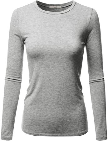 LALABEE Women's Casual Long Sleeve Crewneck Stretch Slim Fit Basic Top T-Shirt Hgrey M at Amazon Women’s Clothing store