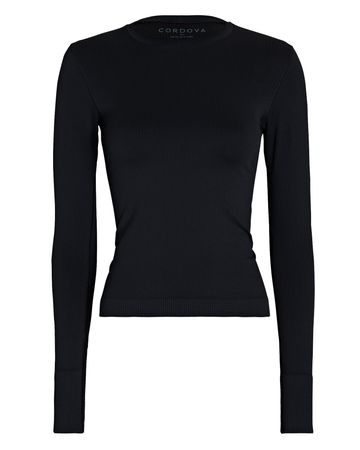 Cordova Base Layer Rib Knit Top in black | INTERMIX®