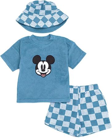 Amazon.com: Disney Mickey Mouse Infant Baby Boys T-Shirt Bike Shorts and Hat 3 Piece Blue 12 Months: Clothing, Shoes & Jewelry