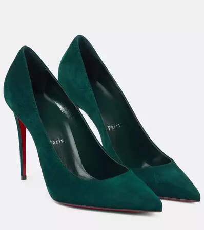 Kate 100 Suede Pumps in Green - Christian Louboutin | Mytheresa