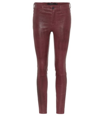 Mid-rise leather pants