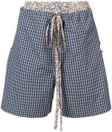 Cannone faux layered check shorts