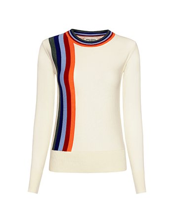 Public School | Nell Striped Sweater | WhiteKnitwear | IFCHIC.COM