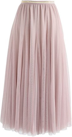 CHICWISH Women's Lilac/Cream/Grey/Pink/Black Layered Mesh Ballet Prom Party Tulle Tutu A-Line Maxi Skirt at Amazon Women’s Clothing store