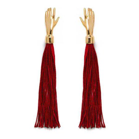 Hand Silk Tassel Earring in Crimson | Lady Grey