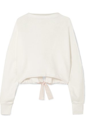 ADEAM Tie-detailed cropped cotton-blend sweater