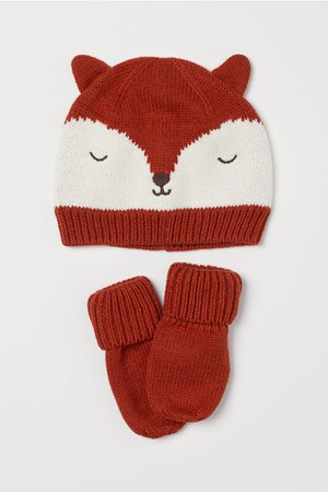 Hat and Mittens - Dark orange/fox - Kids | H&M US