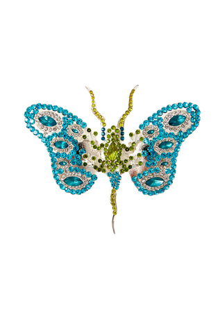 Collina Strada Frog Butterfly Tattoo Rhinestone Pin Mask Blue