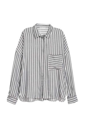 Wide-cut Shirt - White/Black striped - Ladies | H&M US