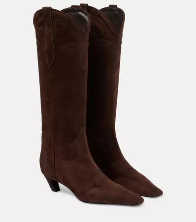 Dallas 45 Suede Knee High Boots in Brown - Khaite | Mytheresa