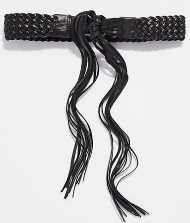 black braided long fringe belt