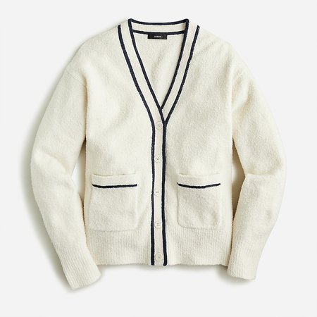 J.Crew: Cotton Bouclé V-neck Cardigan Sweater For Women