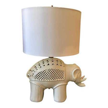 Italian Ceramic Elephant Table Lamp | Chairish