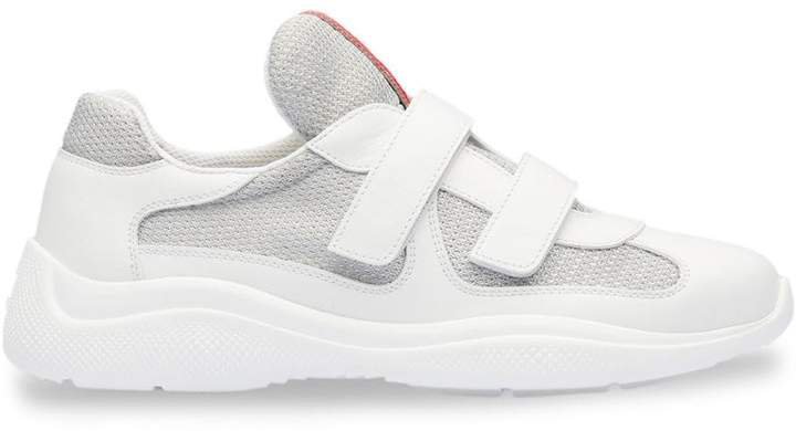 mesh panel touch strap sneakers