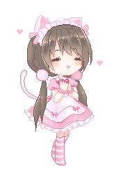 maid pixel catgirl anime pink