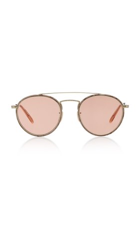 Oliver Peoples Ellice Round-Frame Metal Sunglasses