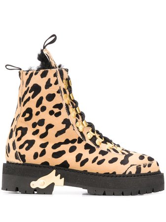 Off-White cheetah-print Combat Boots - Farfetch