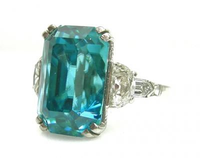 Art Deco Zircon and Diamond Ring