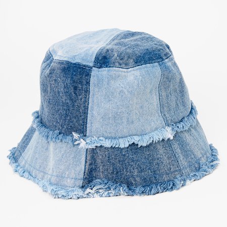 Blue Denim Patchwork Bucket Hat | Claire's