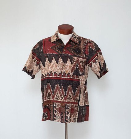 Vintage 50s Aloha Shirt Hawaiian Shirt Barkcloth Made | Etsy