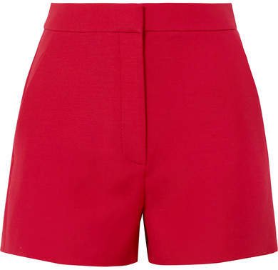 Wool And Silk-blend Crepe Shorts - Red
