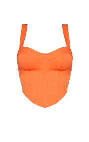 Prettylittlething orange corset crop top