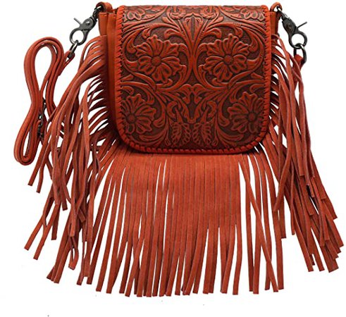 Montana West Genuine Leather Tooled Crossbody Purse For Women Western Handbag Cowgirl Shoulder Bag