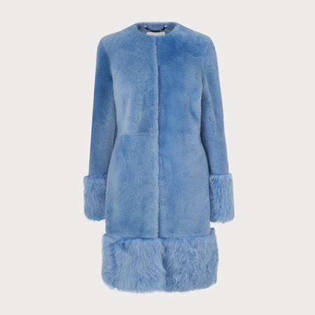 Mishia Blue Shearling Coat | Clothing | L.K.Bennett