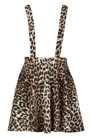 Leopard Print Pinafore Skirt | Boohoo