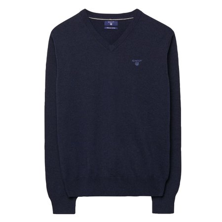 GANT: Blue Lightweight Cotton V-Neck Sweater men | GANT USA Store