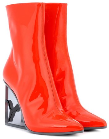 FENTY X PUMA Orange Patent Wedge Boots