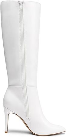 Amazon.com | DREAM PAIRS Knee High Boots for Women, Sexy Pointed Toe Stiletto High Heel Boots, Fashion & Classic Dress Shoes, White-Pu, Size 9 SDKB2311W | Knee-High