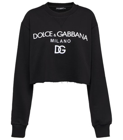 DOLCE&GABBANA Logo cropped cotton sweatshirt