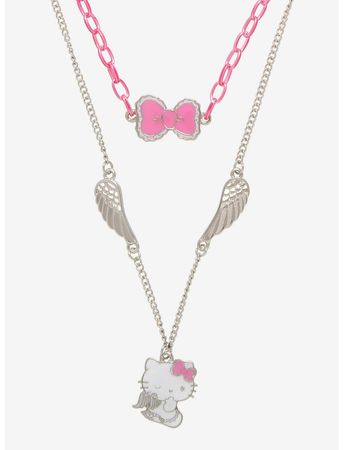 Hello Kitty Pink Chain & Wings Layered Necklace | Hot Topic