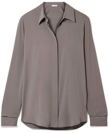 Petah Silk-blend Crepe De Chine Shirt - Gray