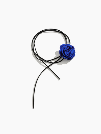 black tied choker with blue rose