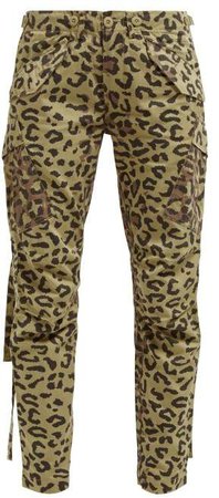 Leopard And Camo Print Cotton Twill Cargo Trousers - Womens - Leopard
