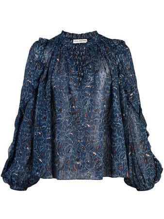 Ulla Johnson silk floral print long sleeve blouse - ETHOS