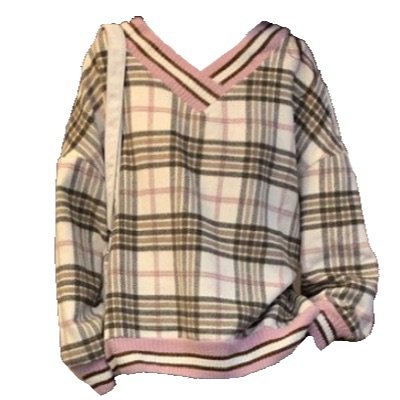 pink plaid sweater png
