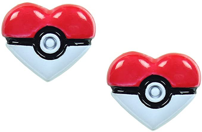Amazon.com: Pokemon Pokeball Heart Stud Earrings: Clothing