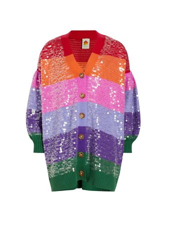 Shop Farm Rio Colorblocked Sequin-Embroidered Cardigan | Saks Fifth Avenue